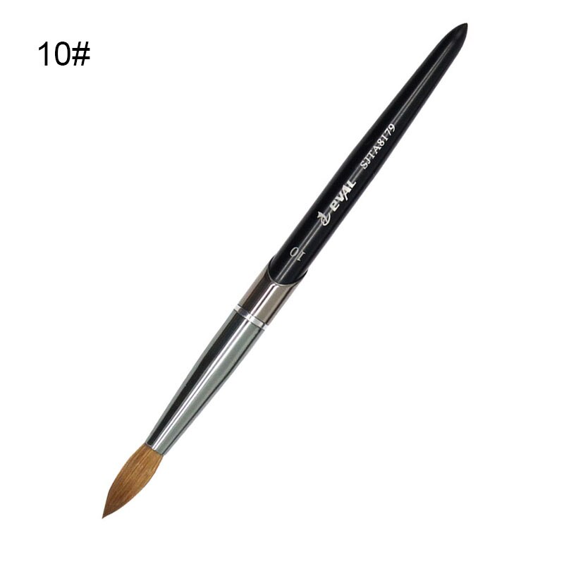 Eval Nail Brush Kolinsky Sable Nail Paint Brush UV Gel Acrylic Nail Art Brush Set Nail Beauty Tools: Black size 10