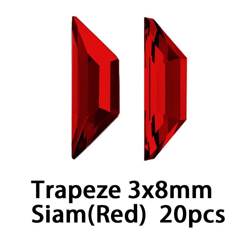 Warovsky-piedras para decoración de uñas, 20 Uds., Multicolor, trapecio 3D Strass 2772, gemas, diamantes de imitación, joyería para uñas: 3x8mm Red