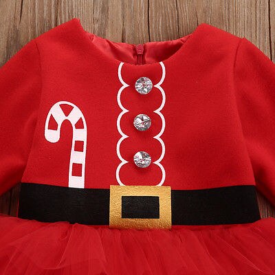 Baby Meisjes Kerst Jurk Baljurk Kleding Lange Mouwen Xmas Kerstman Meisjes Tutu Jurk Met Lange Mouwen Kostuum 0-2T Kleding