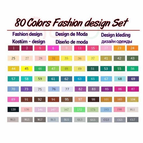 TOUCHNEW 30/40/60/80 Colors Art Markers Alcohol Based Markers Drawing Pen Set Manga Dual Headed Art Sketch Marker Pens: 80 costume design