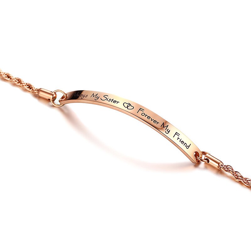 Vnox Beste Vriend Zus Armbanden Vriendschap Sieraden Rose Goud Rvs Ketting