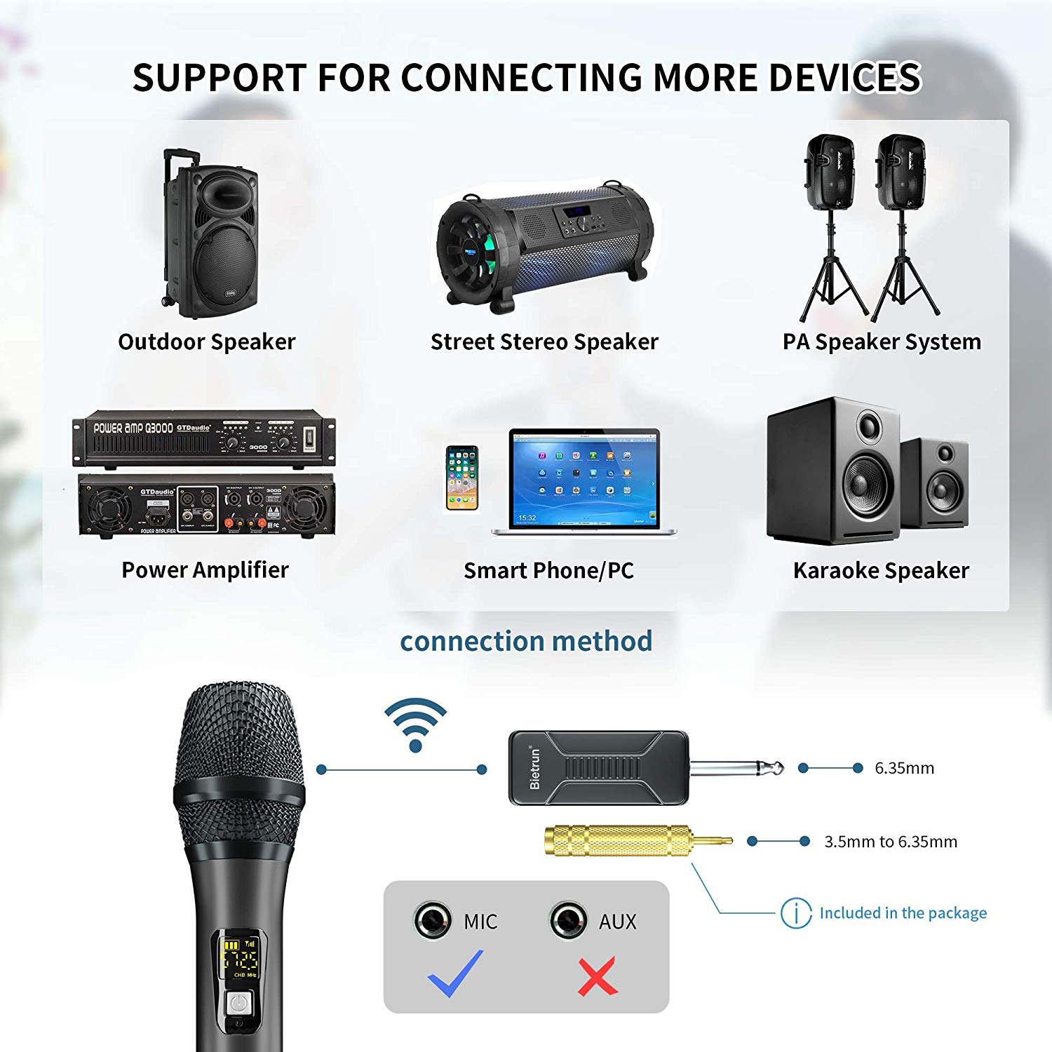 XIAOKOA-Sistema de micrófono inalámbrico Dual UHF para Karaoke, accesorio con receptor recargable para , Reunión, micrófonos inalámbricos