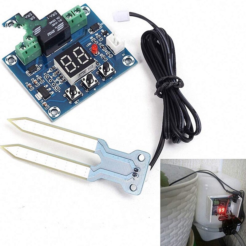 XH-M214 Soil Moisture Controller Module 20-99%RH Automatic Control Irrigation Computer System Red Digital Display Module