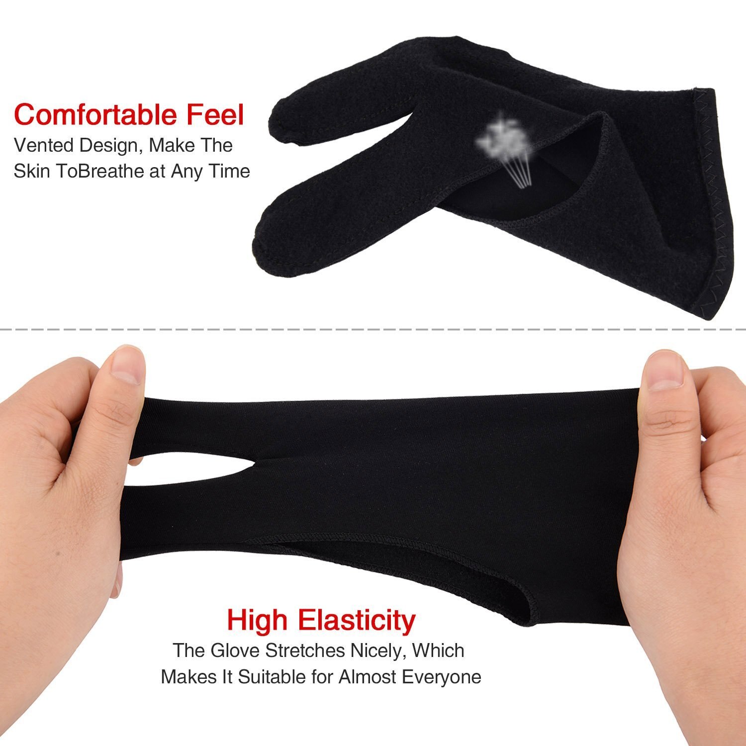 Mudder Thickened Artist Glove Tablet Drawing Glove for Graphic Tablet, Art Creation and iPad Pro Pencil, Black