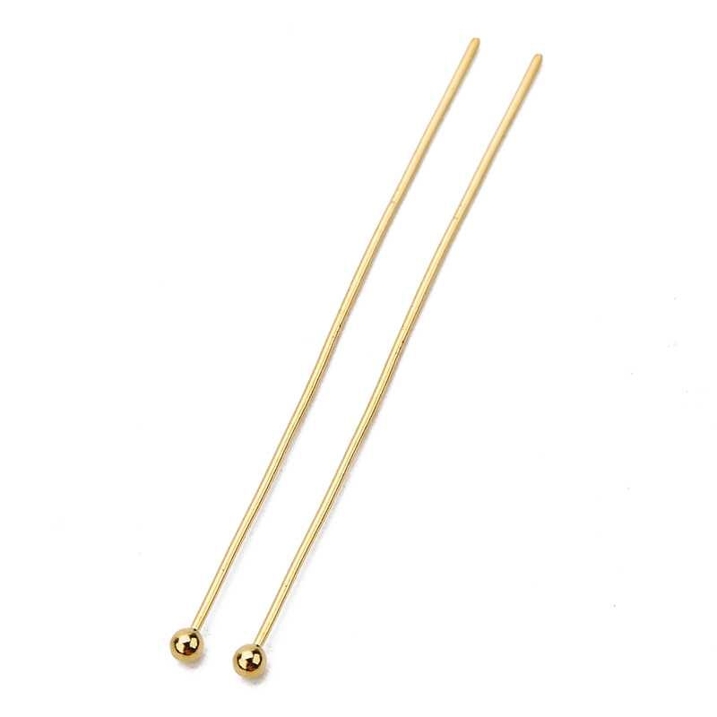 100 Uds. Agujas de cabeza plana de ojo de acero inoxidable a granel 20mm 30mm 40mm conector de alfileres de cuentas de bola de Color dorado para fabricación de joyas: 10 mm / Azul