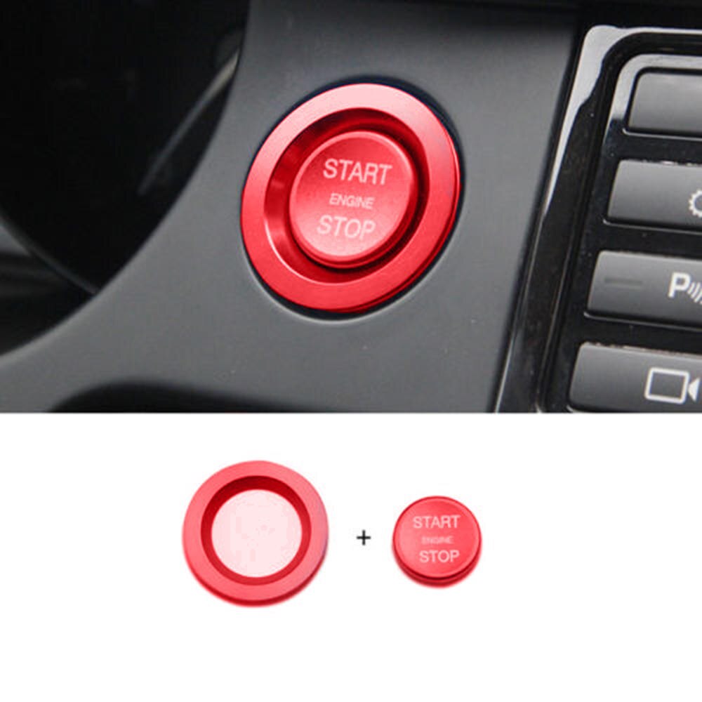Red Engine Start Buttons Ring Cover Trim For Land Rover Interior Refit Start Ring Button Paste Start Ring + Start Cover: Default Title