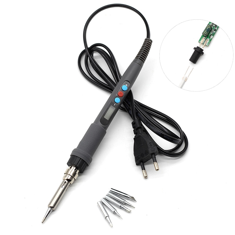 Ferro de solda elétrico digital, temperatura ajustável ferro de solda estação de solda ferramentas de reparo 220v 60w ponta de cerâmica 900m vs 936d