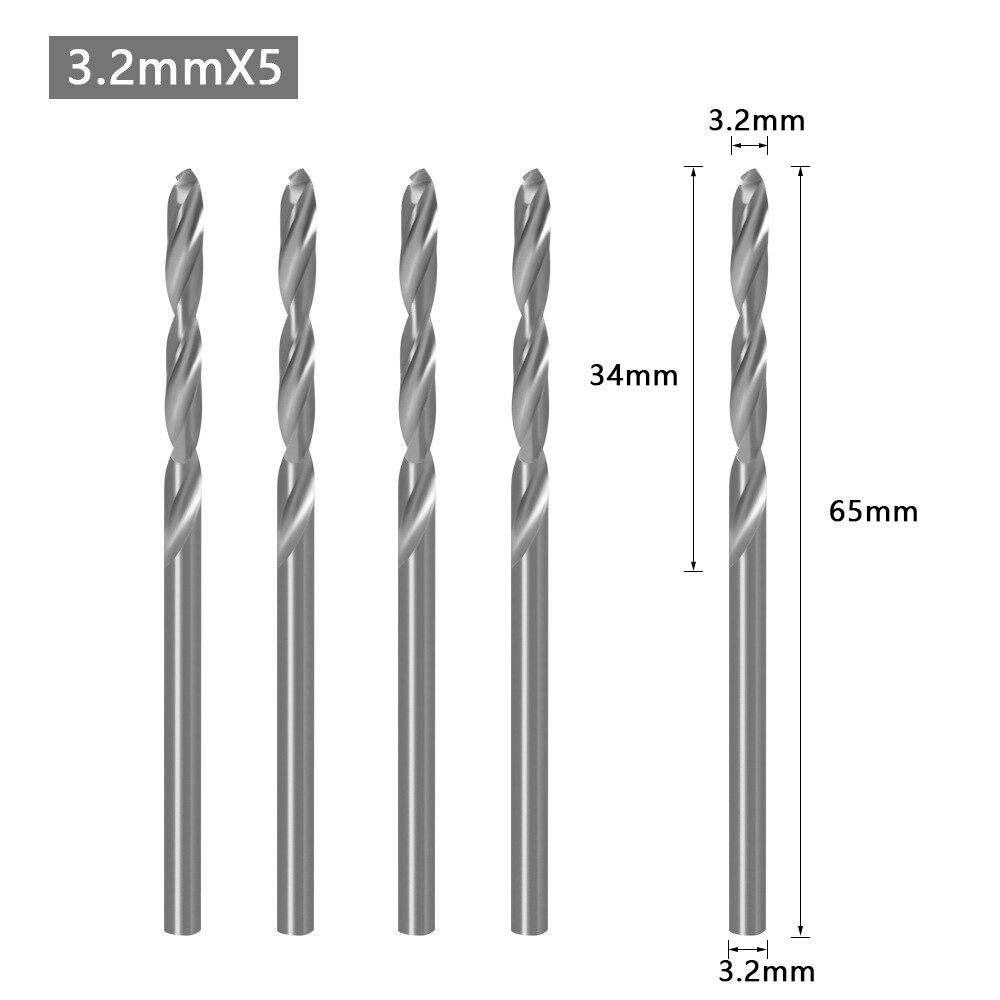 8mm Schaft HSS Holzbearbeitung Senker Bohrer Set Schraube Extractor Remon Abriss Holz Fräser Spiralbohrer Holz: 5pcs 3.2mm