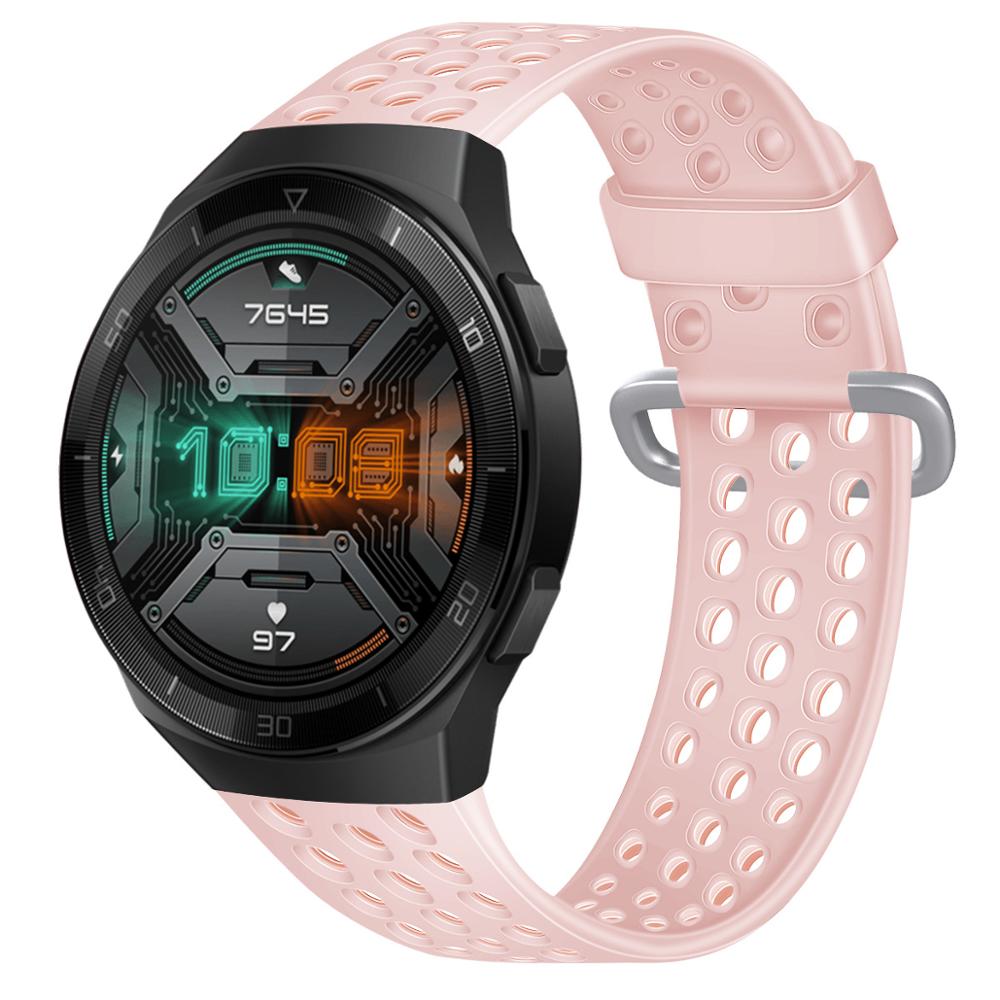 22mm armbånd silikon pustende reim huawei klokke  gt 2e bånd for huawei  gt2 46mm klokke rem erstatning armbånd tilbehør: Rosa / For huawei  gt2 46mm