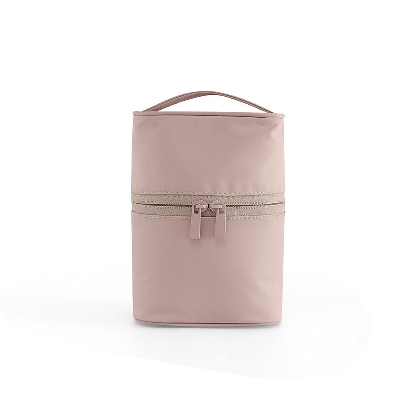 Purdored 1 Pc Solid Cosmetische Tas Cilinder Make-Up Borstel Organizer Toiletartikelen Make-Up Kit Pouch Pakket Reizen Vrouwen Make-Up Tas: nude pink