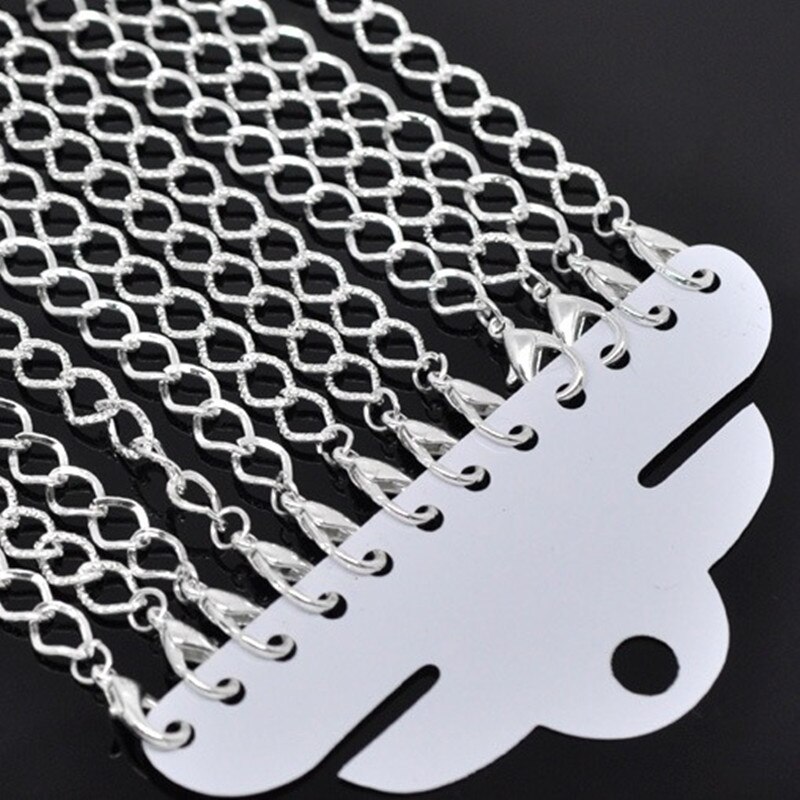 DoreenBeads Zink-legierung Strukturierte Karabinerverschluss Link Curb Kette Armbänder Silber Farbe DIY Herstellung Von Schmuck 20cm lange, 12PCs