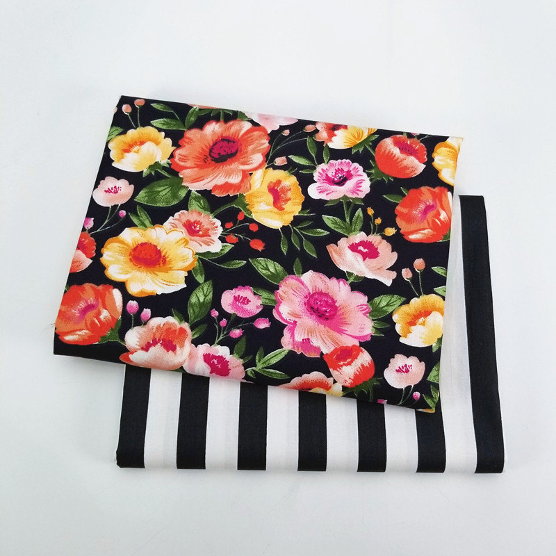 Cotton Twill Patchwork Material Fabric For DIY Sewing Quilting Flower/Stripe Printed Fat Quarters Material Fabric Home Textile