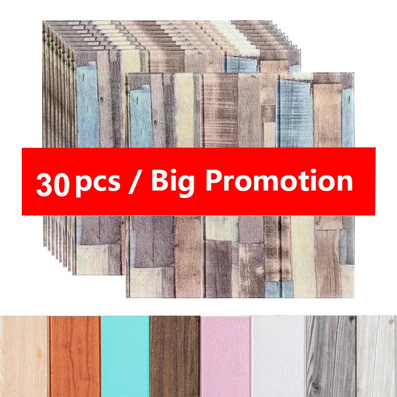 3D Self-Adhesive 35X35cm Wood Sticker DIY Waterproof Foam Wallpaper For Kids Room Kitchen Roof Ceiling Background Wall Decals
