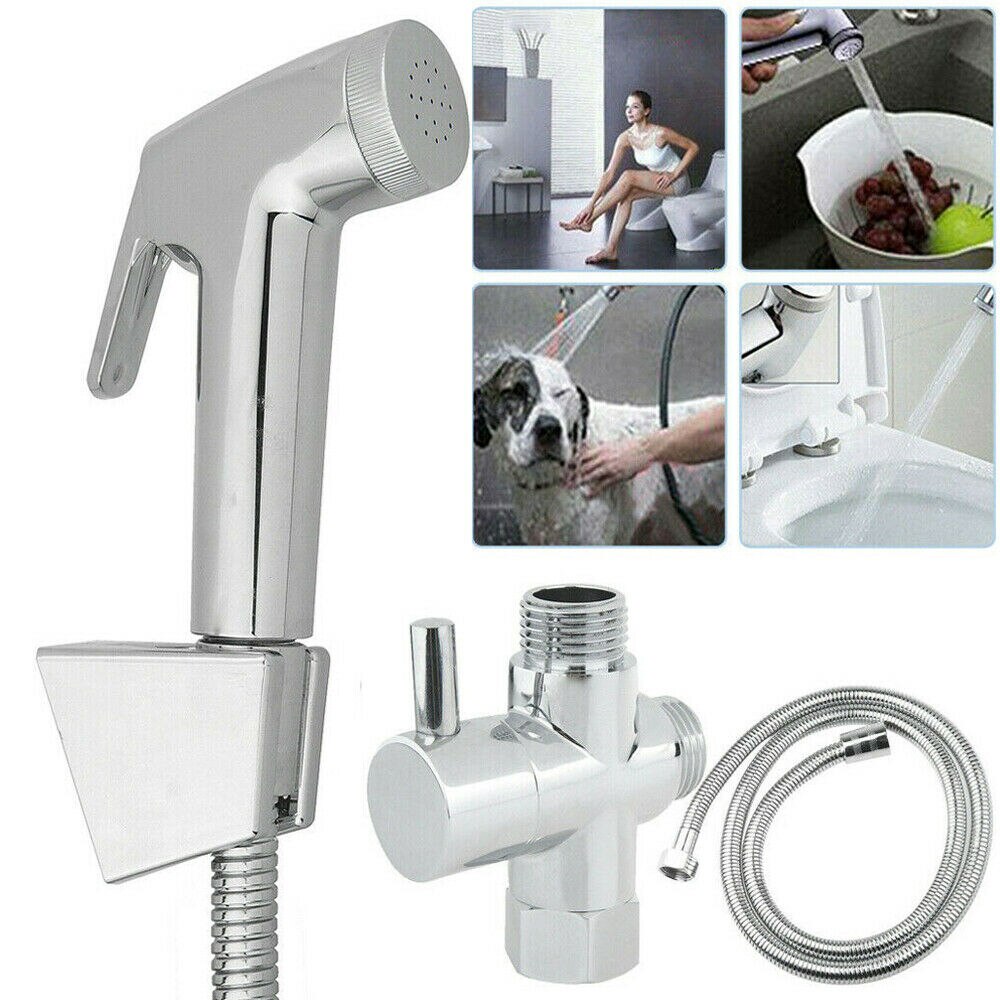 bidet toalett sprøyte sett-håndholdt sett-dårlig hånd dusj selv ren rustfritt dusj bidet sprøyte slange holder