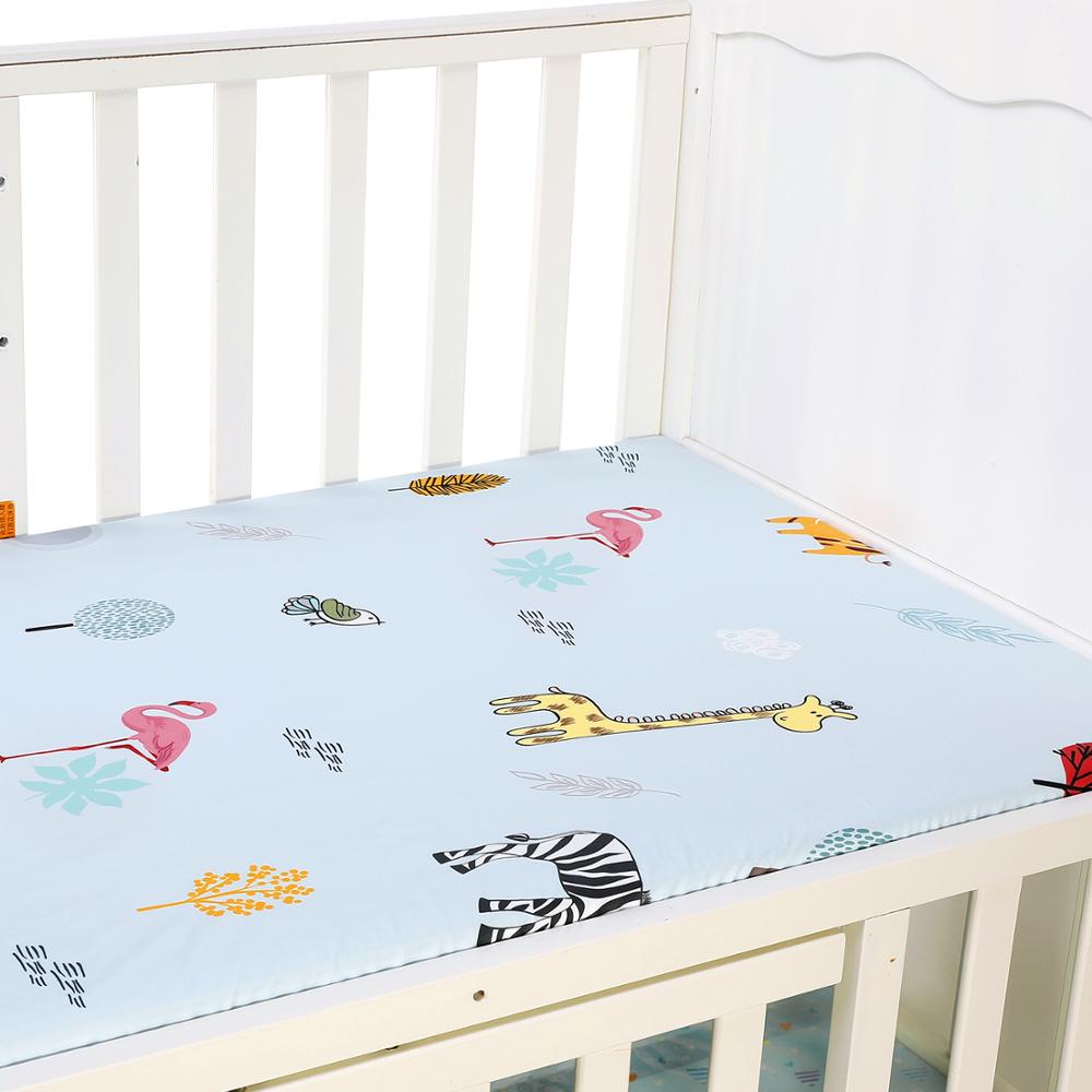 Baby seng madras dække blød beskytter tegneserie trykt nyfødt baby sengetøj til barneseng 100%  bomuld krybbe monteret ark størrelse 130*70cm: Zld 0002