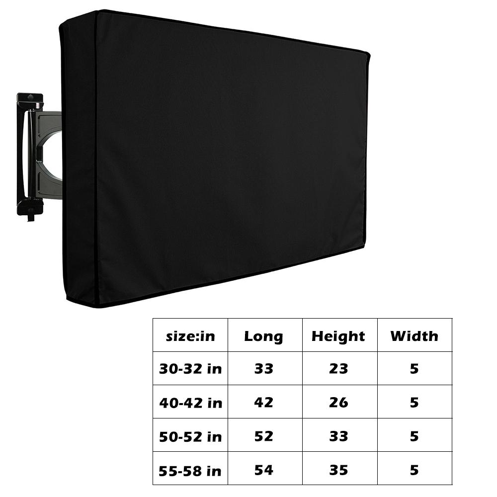 Outdoor TV Screen Dustproof Waterproof Cover Set Cover Oxford Black Television Case TV 30'' To 58'' Inch