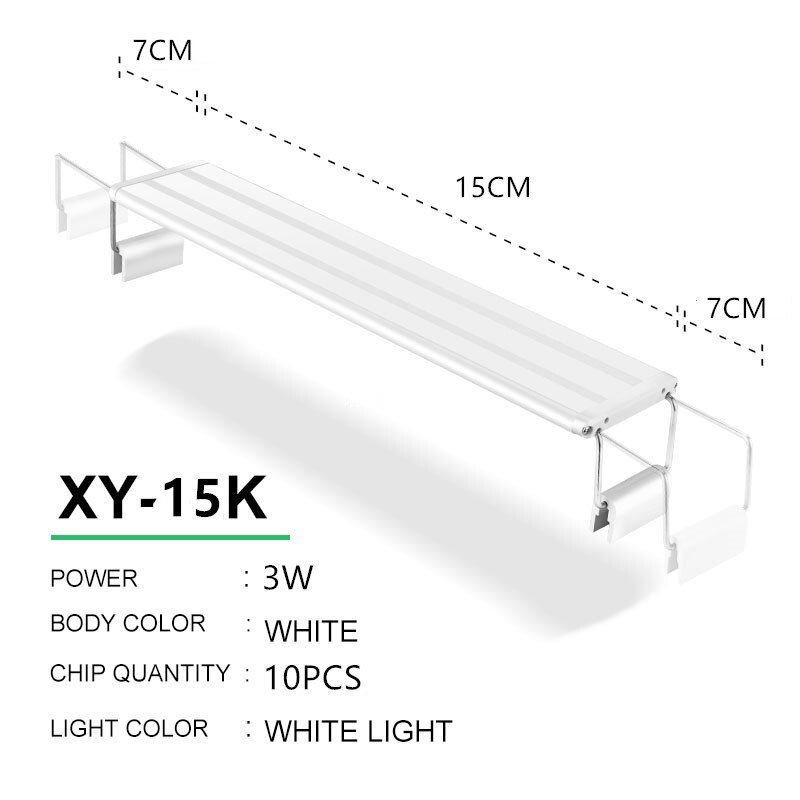 Oświetlenie LED do akwarium 15-57cm wysokiej jakości lampa do akwarium z wysuwane uchwyty białe i niebieskie ledy pasuje do akwarium: XY-15N White