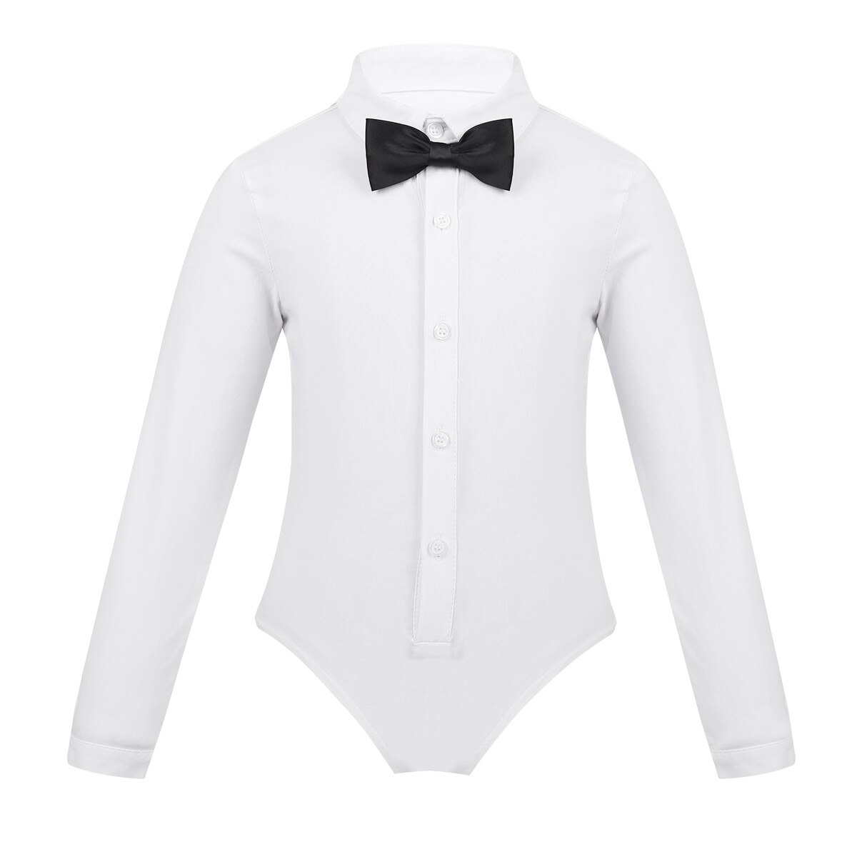 freundlicher Jungen Latein Tango Ballsaal Tanzen Hemd Art Trikot Karosserie Bowtie Strampler Shirt oben modern tanzen Kleidung Tragen Kostümich: Weiß / 12