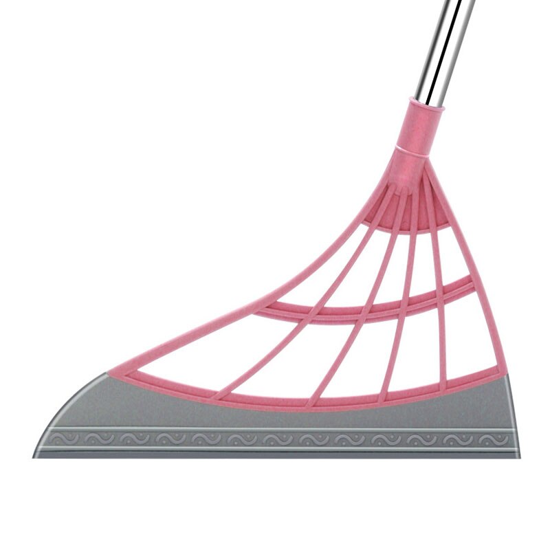 Rubber Broom Hand Push Broom Floor and Window Wiper Scraper Detachable Magic Broom Mop Floor Dirt Hair Remover Accessories: Pink