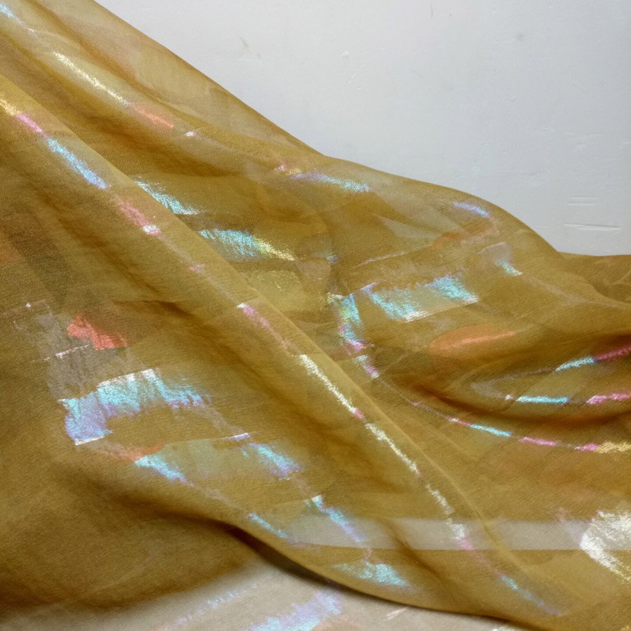 Dancing Stage Cosplay Dress Chiffon Fabric Bronzed Flowing Fabric Shiny Thin Fabric Bronzing Costume Fabric DIY 1M