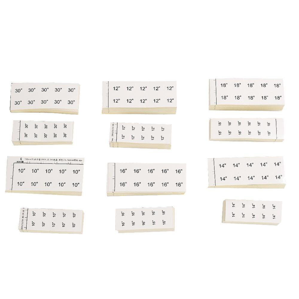 Wig Size Sticker Virgin Hair number size length stickers, 10"/32" round circle hair extension length in inch printing pap