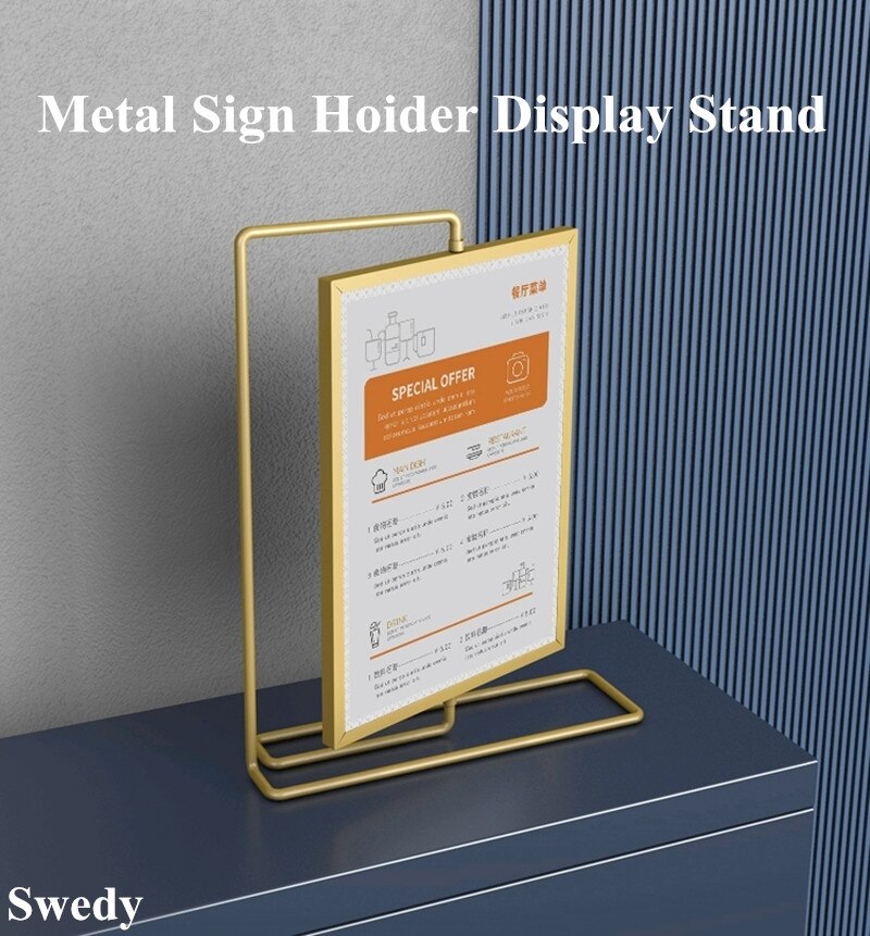Double Sided Rotating T Shape Table Top Sign Holder Display Stand Restaurants Menu Paper Price Listing Ad Photo Poster Frame