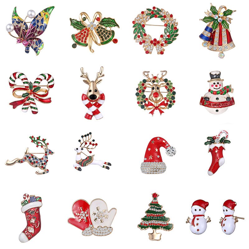 6pcs Christmas Brooches Pin Bagde bodice Brooch Safety Pins for DIY craft Christmas tree Pin santa claus brooches Clothing Decor: 16pcs one for each