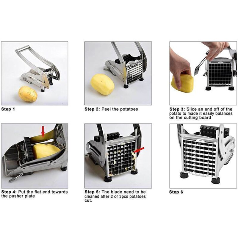 Rustfrit stål pommes frites med 2 blade kartoffel skiver fræser hakker kartoffelklipper til agurk gulerod