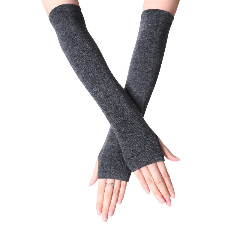 Vrouwen Lady Gestreepte Elleboog Handschoenen Warmer Gebreide Lange Vingerloze Handschoenen Elleboog Wanten Kerst Accessoires