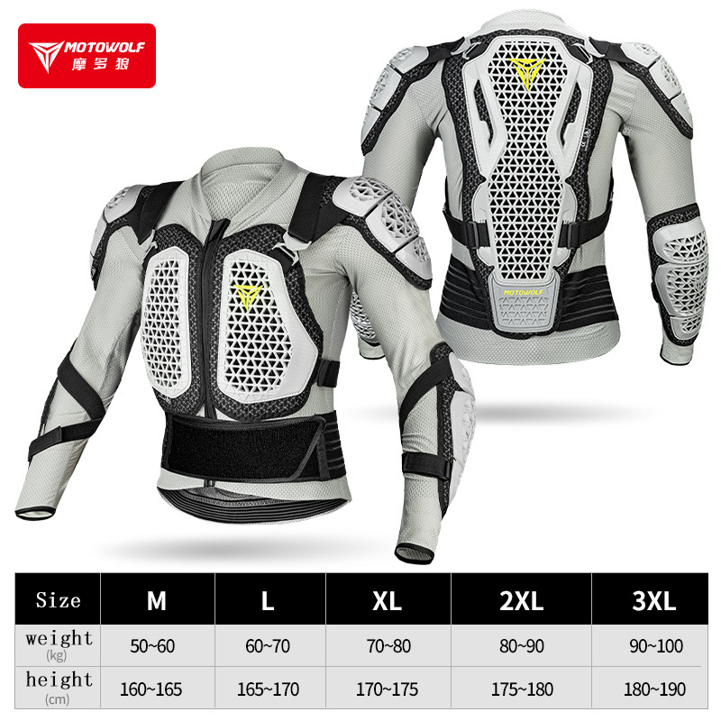 MOTOWOLF Motorcycle Jacket Men Moto Body Armor Motocross Racing Jacket CE Approval Motorbike Moto Protection Gears: XXXL / Dark Grey