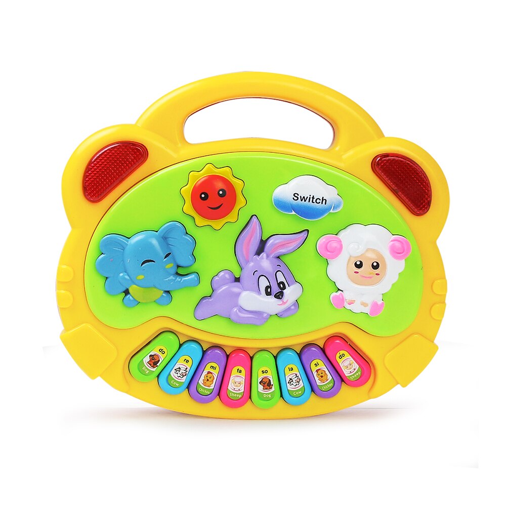 Farm Animal Mobile Piano Musical Toy Electronic Keyboard Cartoon Sound Toy Early Educational Musical Instruments Toys For Kids: D Yellow