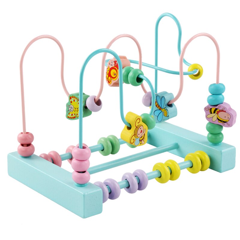 Cuentas alrededor de los macarrones, pulsera de cuentas para bebé de 6-12 meses, juguetes educativos para niño y niña de 1-2-3 años, de educación temprana: Azul cielo