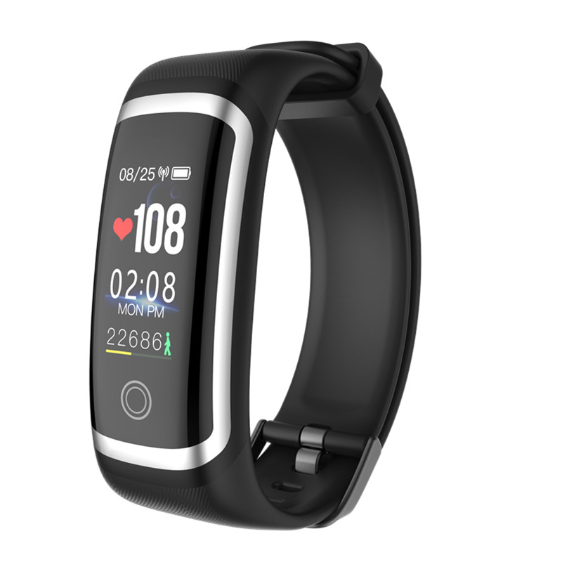 Letike m4 atividade rastreador feminino pulseira inteligente em tempo real dinâmica freqüência cardíaca e monitor de pressão arterial esporte banda preto ajuste masculino: silver black