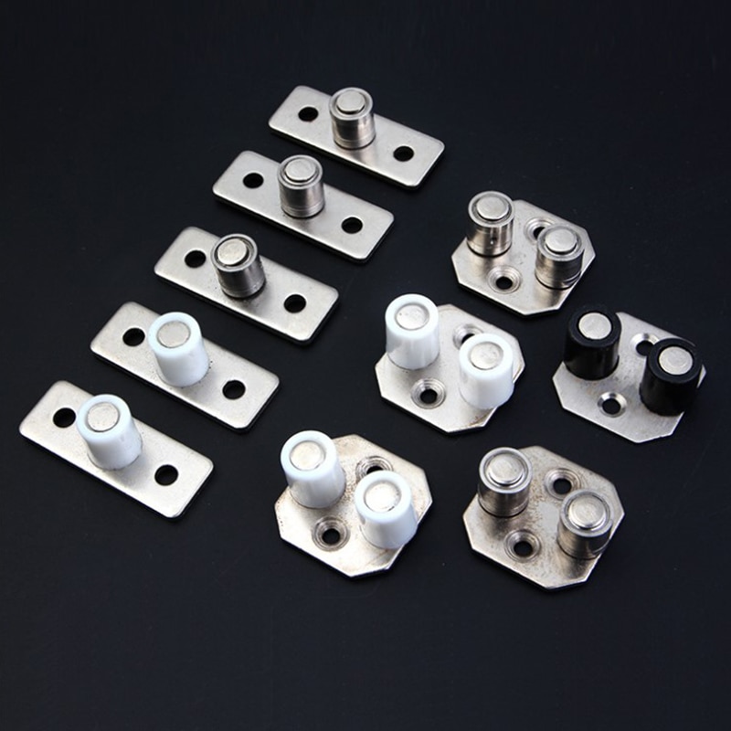 2Pcs Floor Mount Sliding Wooden Door Guide Roller Retainer Top Hung Pivot Brass Wheel Bottom Grooved