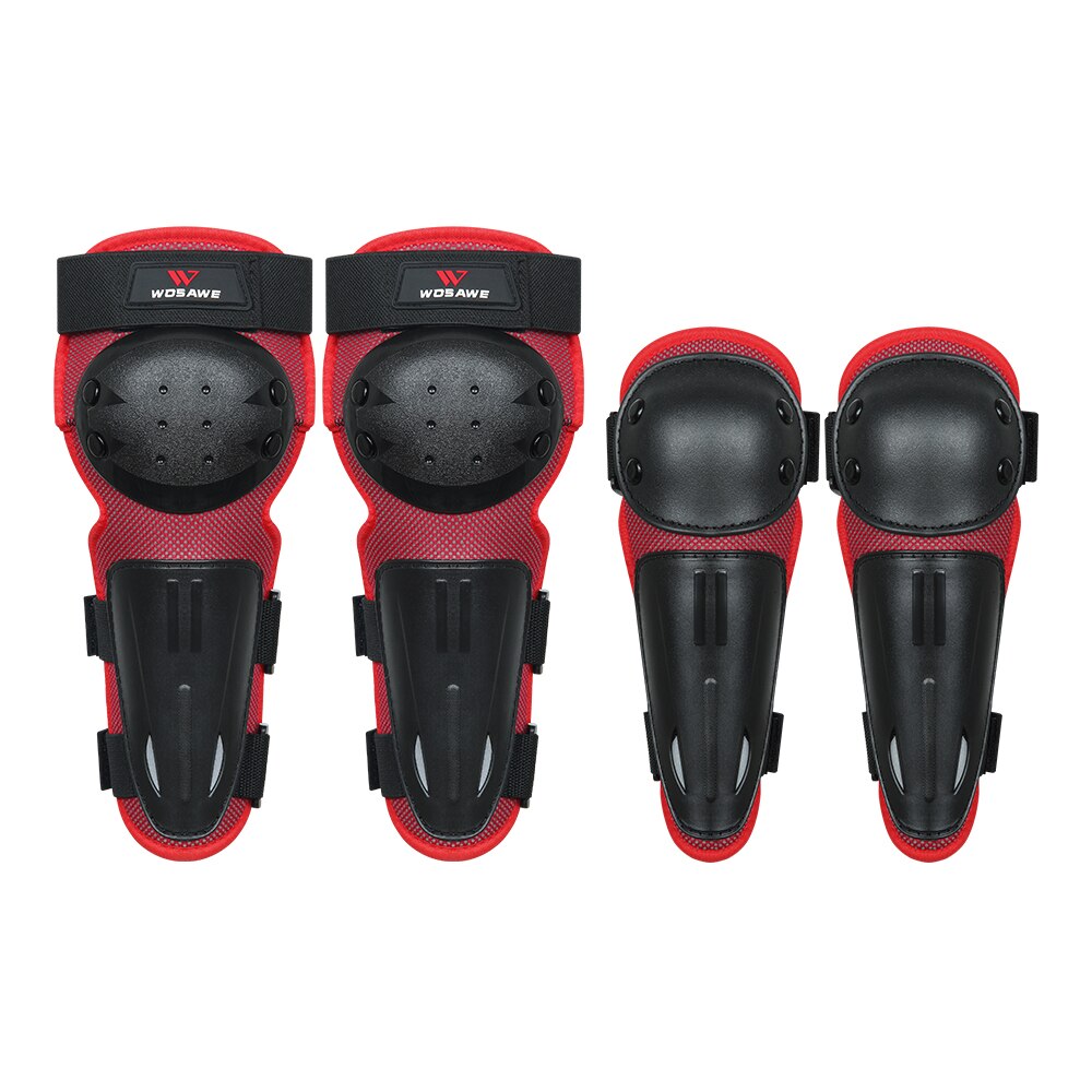 Wosawe Kinderen Elleboog En Kniebeschermers Armor Jacket Fietsen Bescherming Gear Mtb Kniebeschermers 5Pcs Set: knee elbow Red