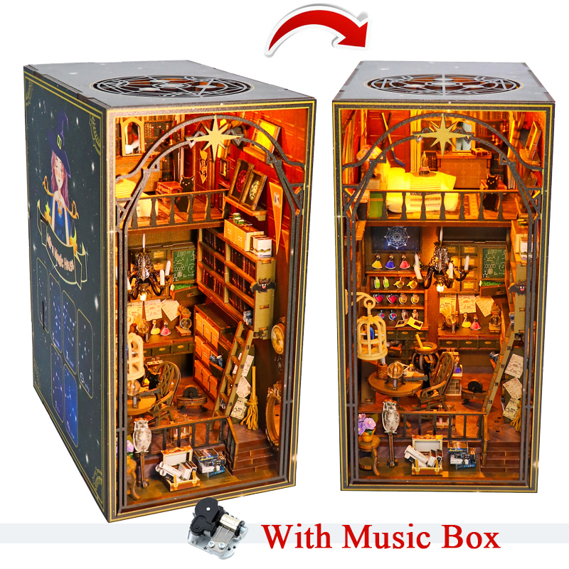 Kits de inserción de estante para rincón de libros, casa de muñecas en miniatura con muebles, caja para habitación, sujetalibros de flores de cerezo, tienda japonesa, juguetes,: Café