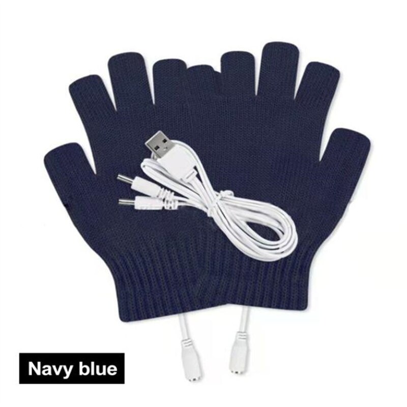 Usb Verwarmde Handschoenen Winter Thermische Handwarmer Elektrische Verwarming Handschoen Huishoudelijke Levert Indoor Kantoor Bike Fietsen Handschoen 5V: Navy Blue