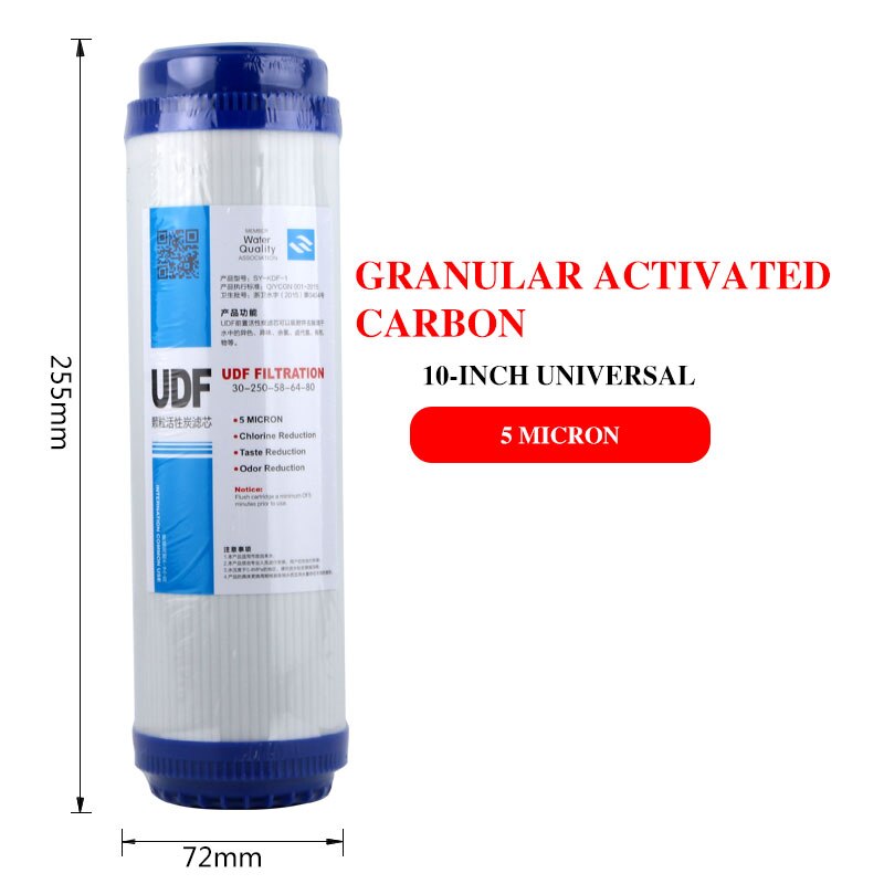 10 Inch Water Purifier Filter UDF/GAC Granular Activated Carbon Osmosis Kitchen Water Purifier Part Flat Pressure Filter Element