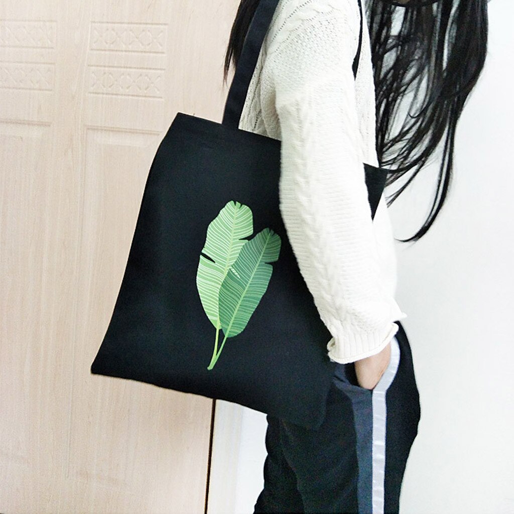 Leinwand Druck Banane Blatt Taschen für Frauen lässig eins Frauen Schulter Taschen Käufer Tote Strand Tasche bolsa feminina