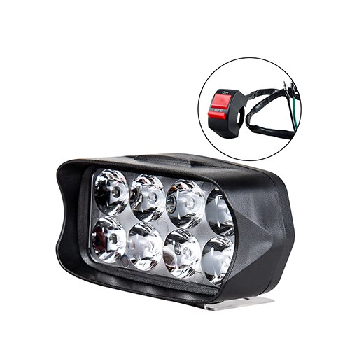 Led Bar Licht Koplamp Voor Auto Motor Tractor Boot Off Road 4WD 16LED Truck Suv Atv Mistlichten Lamp 12V 24V: 8LED switch