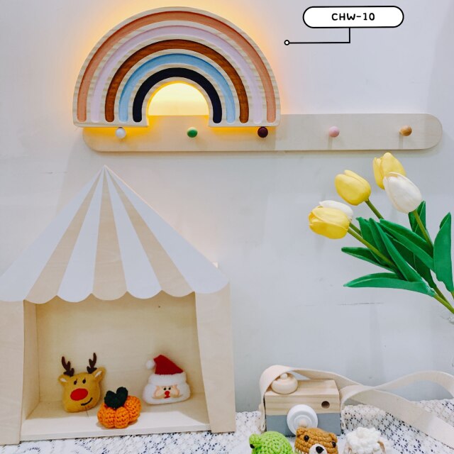 Nordic Style Handmade Painted LED Rainbow Building Blocks Rainbow Night Light Wall Hanging Rainbow Lamp Kid's Room Decor Props: 10