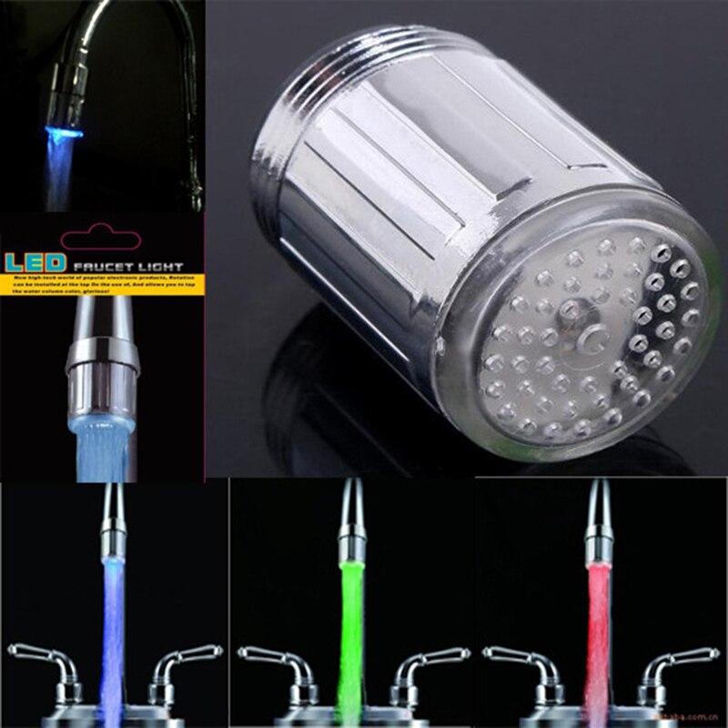 1 stücke Kreative Küche Schlecht Licht-hoch LED Wasserhahn Bunte Ändern Leuchten Düse Dusche Kopf Wasserhahn Filter Keine batterie Suppy: 7 Farben