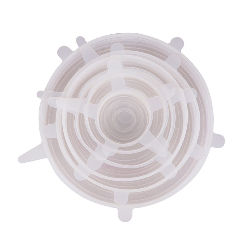 6Pcs Reusable Silicone Stretch Fresh Food Lids Stretch Fresh Keeping Caps For Kitchen Accessories Top Food Lids