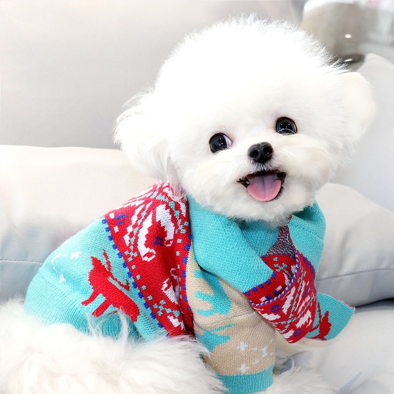 Kerst Winter Hond Kleding Elanden Warme Trui Sturen Sjaal Cartoon Hond Kleding Voor Kleine En Middelgrote Huisdieren Shirt Yorkshire Chihuahua