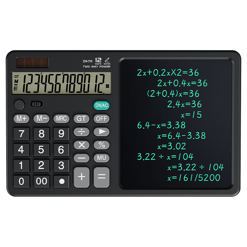 Calculadora científica con tableta de dibujo y escritura, calculadora portátil con pantalla LCD de 12 dígitos para estudio de matemáticas, notas de borrador de oficina: BLANCO