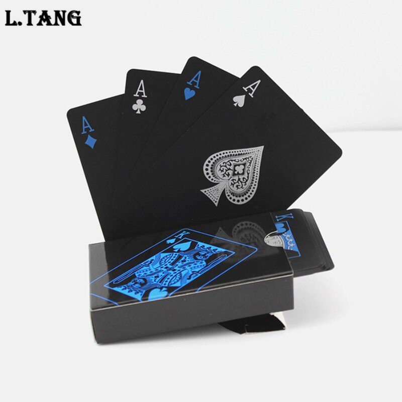 L. TANG Zwart Plastic PVC Poker Waterdicht Magic Box verpakt Speelkaarten S387
