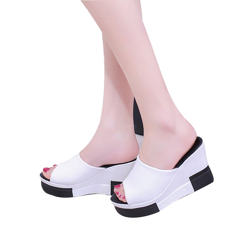Hohe ferse schuhe frauen aufhängen mit schuhe Plattform Sandalen kippen floppen schuhe nicht-Unterhose schuhe frauen: Weiß / 9