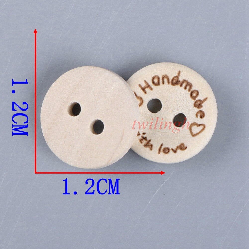 twilingh 50Pcs Natural Color Wooden Buttons Handmade Letter Love 2 Holes