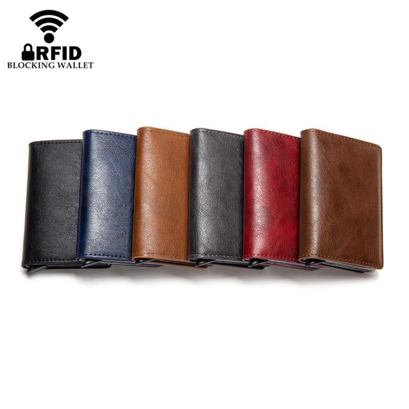 Bycobecy Rfid CreditCard Cardholder Blocking Men id Credit Card Holder Wallet Leather Metal Aluminum Business Bank Card Case