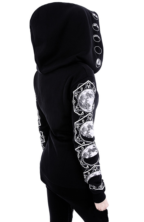 Sudadera con capucha negra Punk para mujer, – Grandado